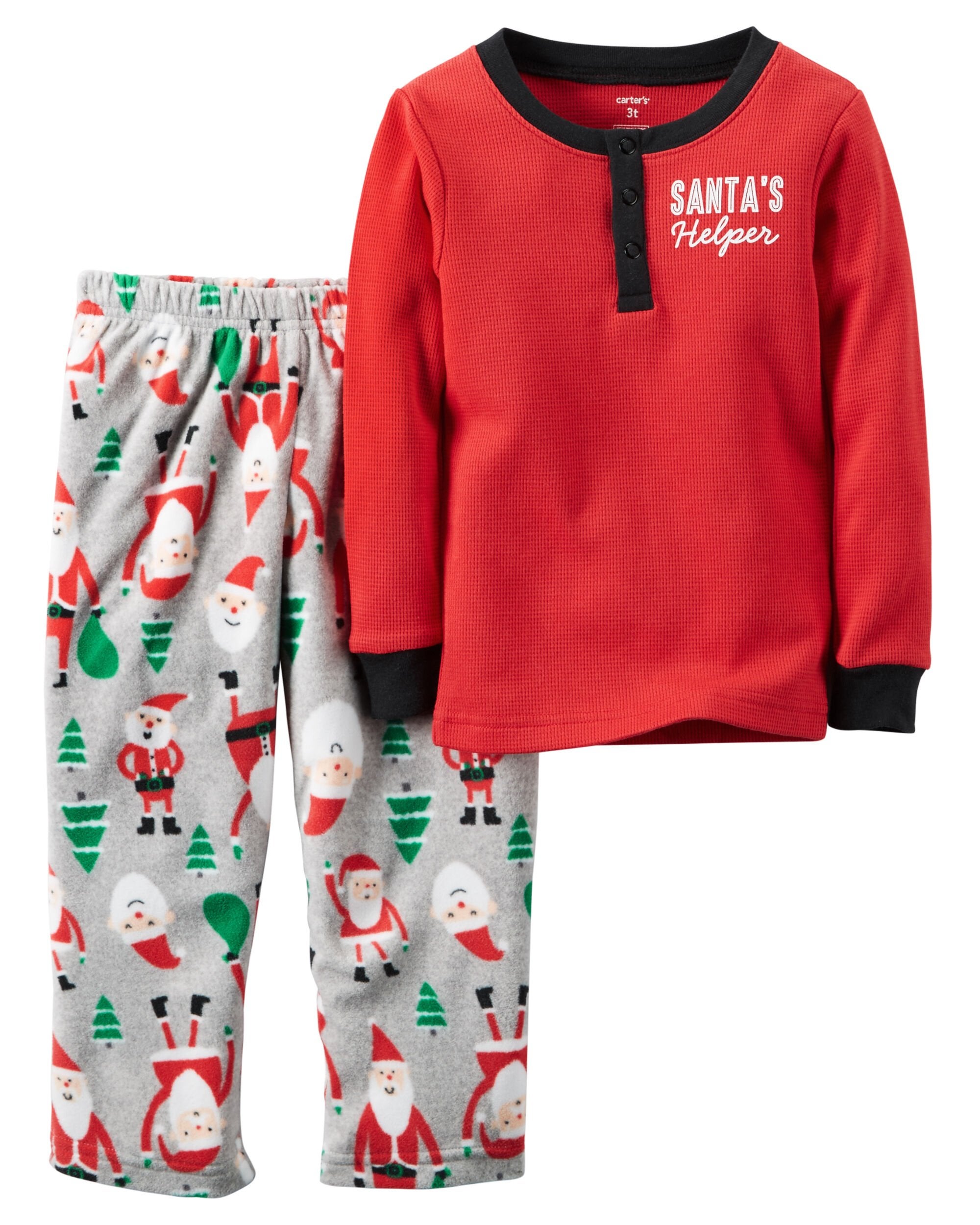 2Piece Cotton Thermal & Fleece Christmas PJs