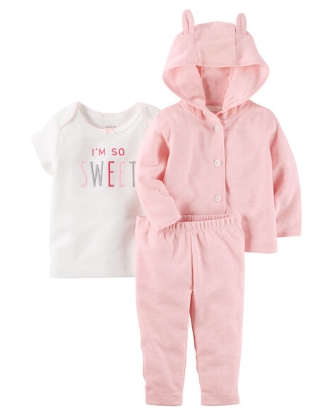 3-Piece Heathered Little Jacket Set