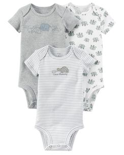 3-Pack Elephant Certified Organic Bodysuits