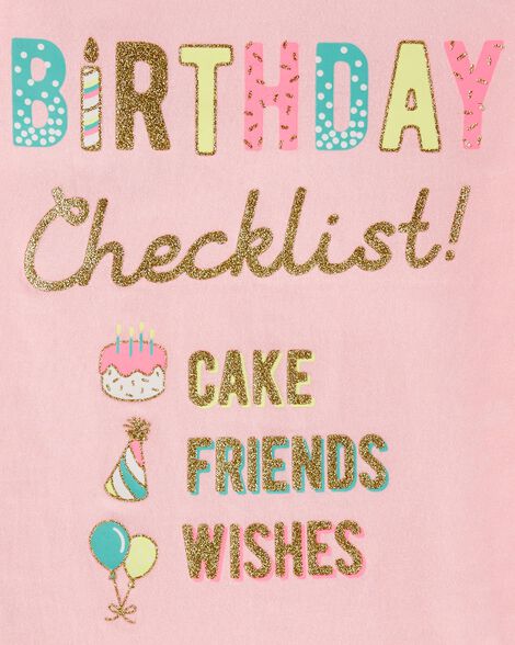 glitter birthday checklist jersey tee
