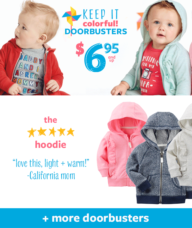 keep it colorful! doorbusters $6.95 and up