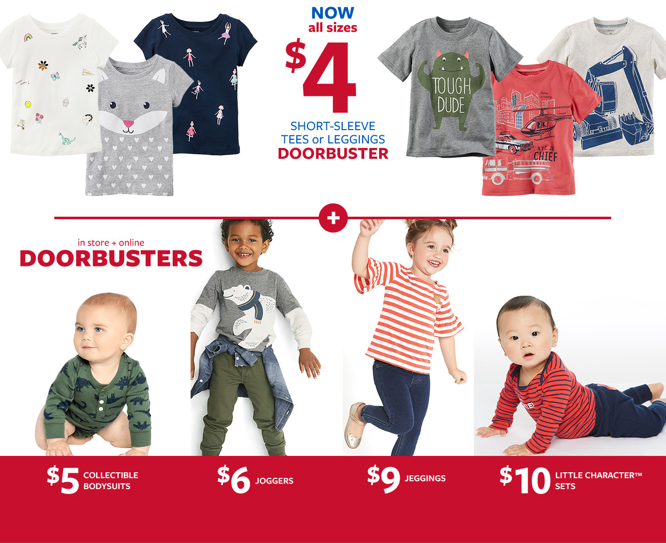 Doorbusters starting at $5 | All Sizes | In store and online