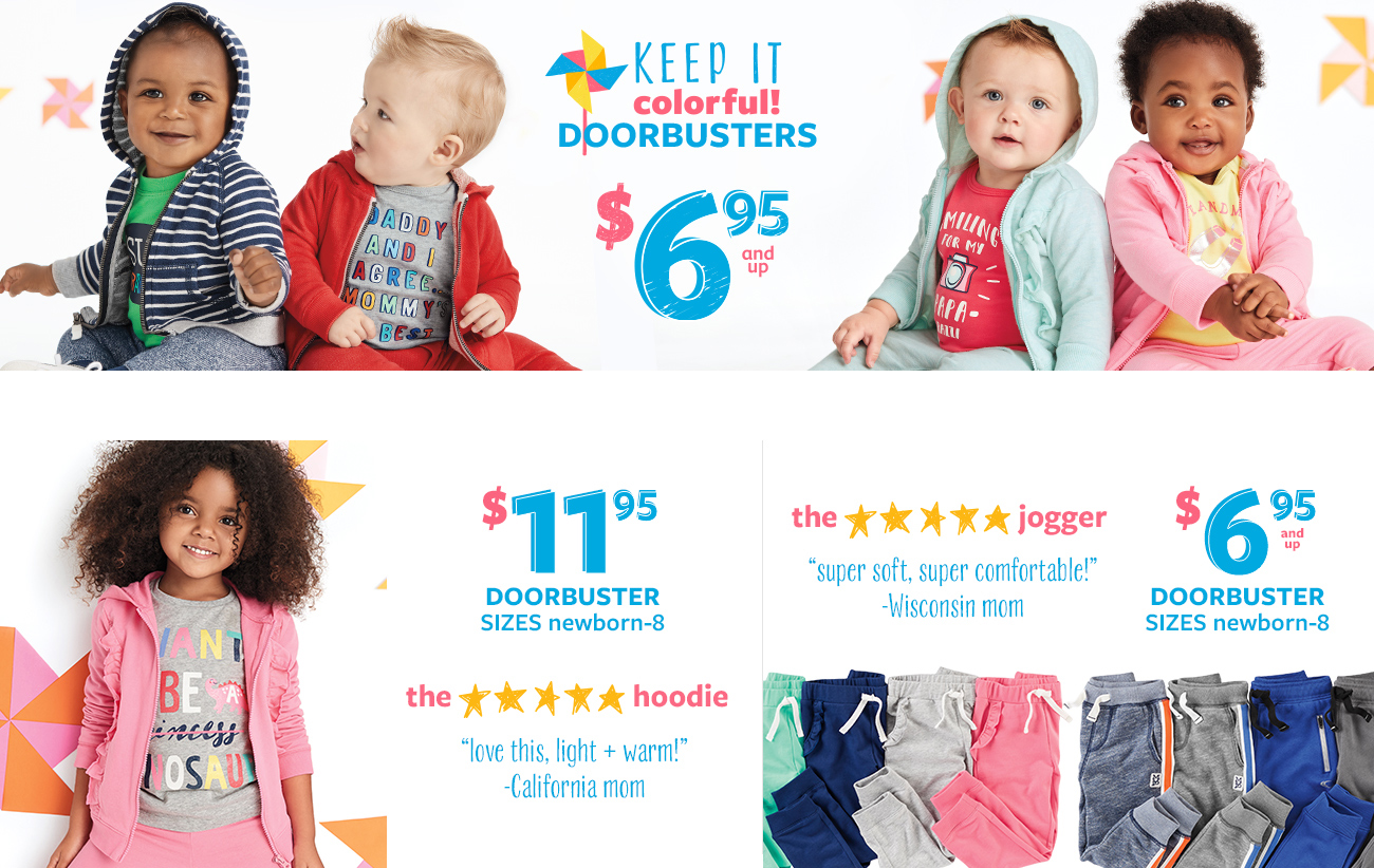 keep it colorful! doorbusters $6.95 and up