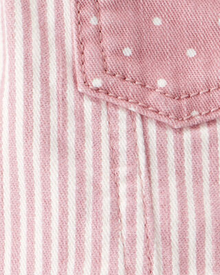 Product image 2 of Baby Vintage Inspired Twill Striped Cropped Jacket -  Pink