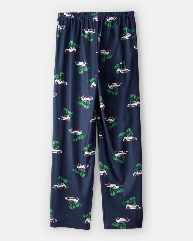 Product image 2 of Adult Christmas Cars Fleece Loose Fit Pajama Bottoms- Navy