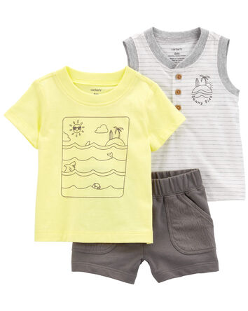 Baby 3-Piece Ocean Print Outfit Set