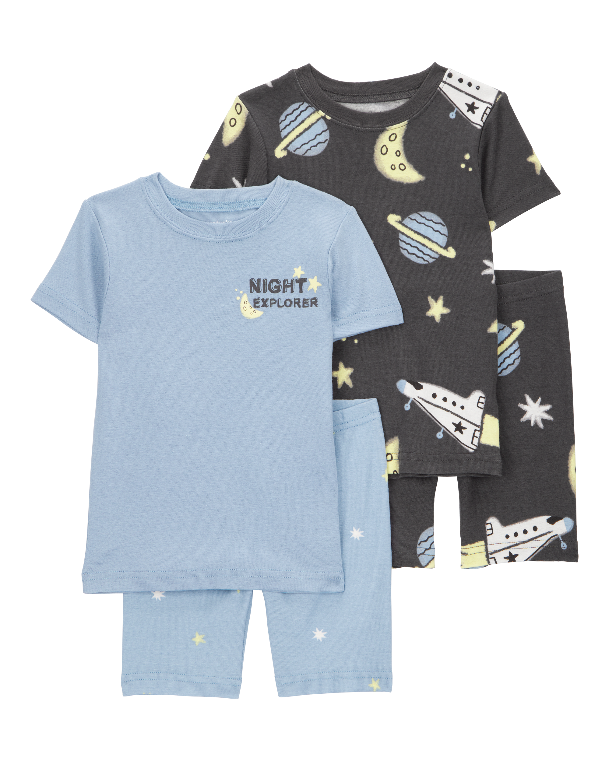 Baby Space Print Snug Fit 4-Piece Pajamas