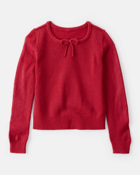 girls bow long-sleeve sweater - red