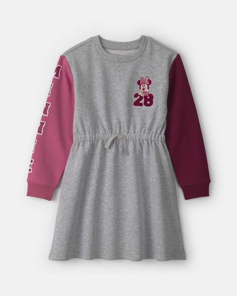 girls disney© minnie color block long-sleeve dress - grey