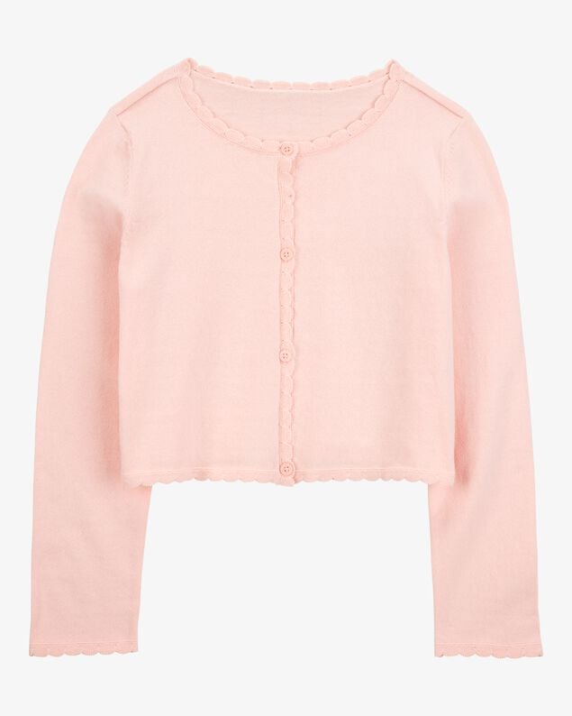 Product image 1 of Kid Scalloped Trim Cardigan Sweater - Pink