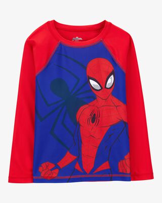 Product image 1 of Kid Marvel™ Spider-Man Long-Sleeve Rashguard Swim Top - Red/Blue
