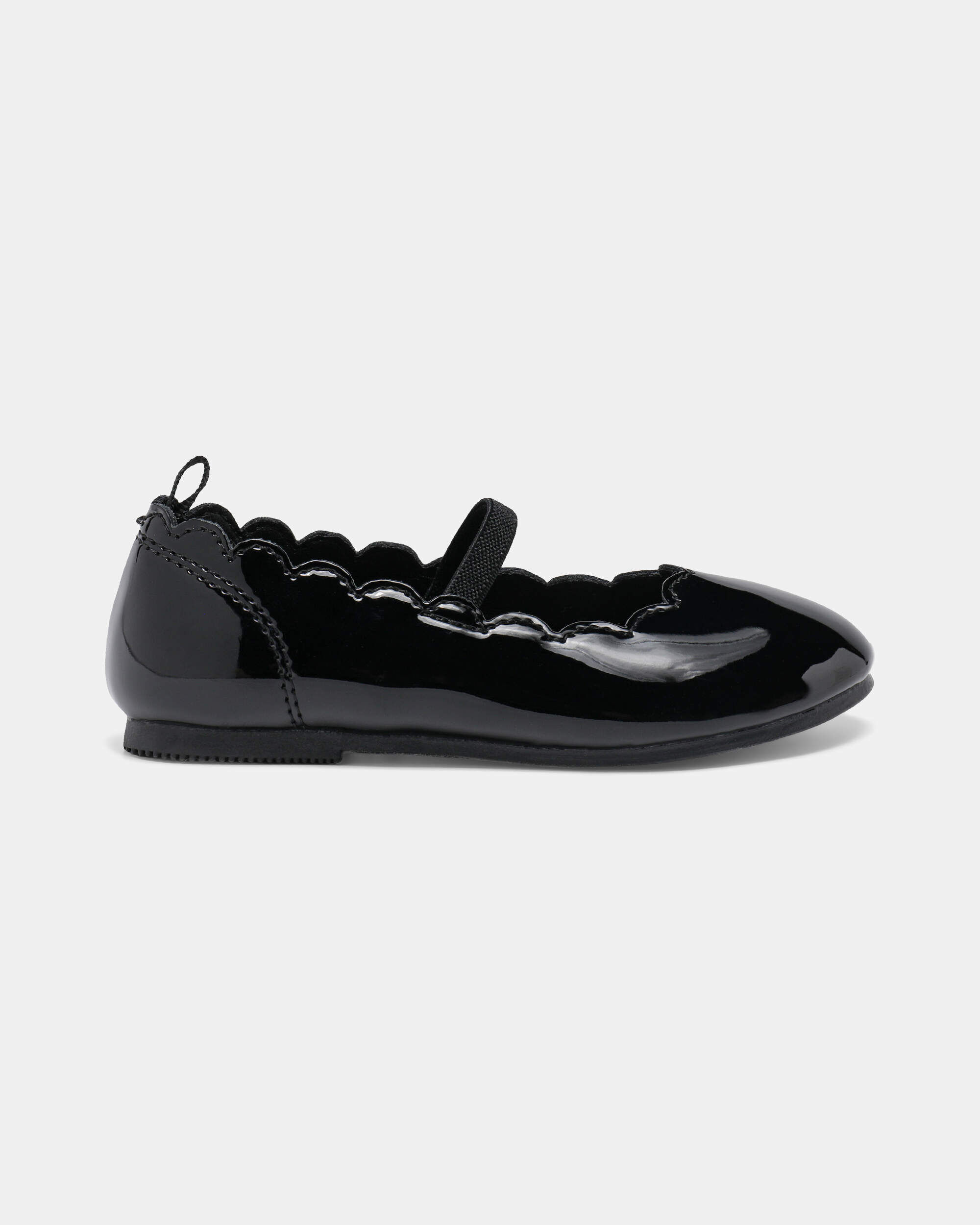 Toddler Girl Scallop Edge Shiny Dress Shoes - Black