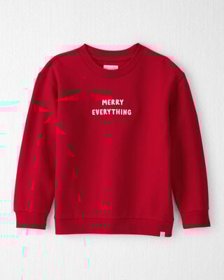 Kid Merry & Bright Christmas Cotton Long-Sleeve Snug Fit 2-Piece Pajamas - Red