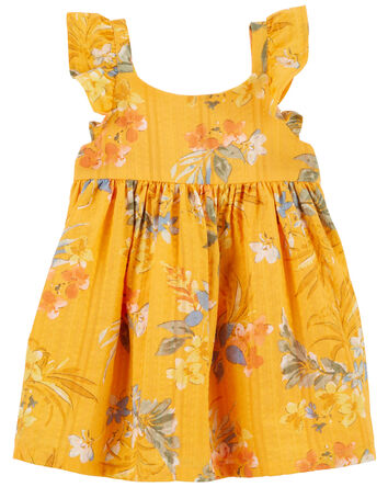 Baby Floral Print Seersucker Babydoll Dress