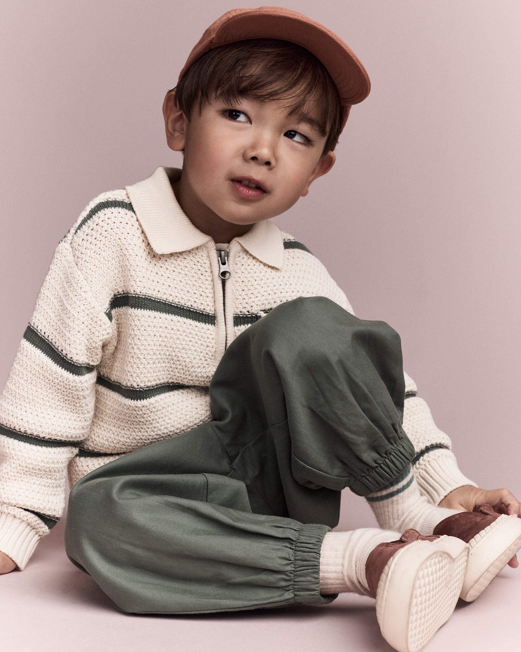 Otter Avenue Toddler Boys Boy Striped Quarter-Zip Sweater - CreamOlive 18M CreamOlive 24$