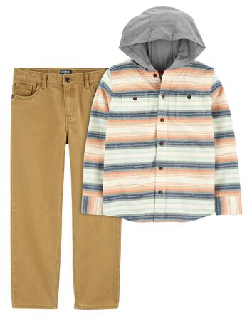 Kid 2-Piece Flannel Pullover and Jeans Set