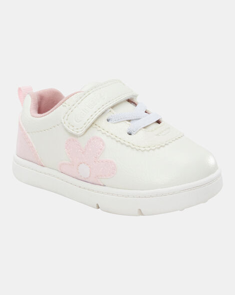 girls  every step® first walker  flower casual sneakers - white