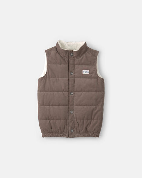 Boys Quilted Corduroy Vest - Brown
