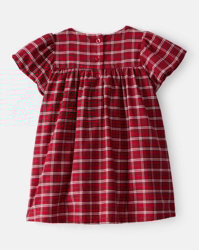Product image 2 of Baby Girl Special Occasion Plaid Print Short-Sleeve Dress - Red