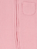 Pink - Baby Floral 2-Way Zip Waffle Knit Sleep & Play Pajamas - Pink, Selected