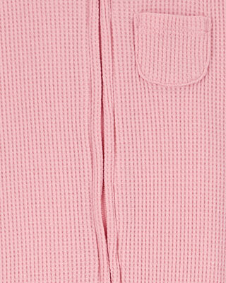 Product image 2 of Baby Floral 2-Way Zip Waffle Knit Sleep & Play Pajamas - Pink