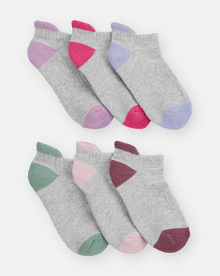 Product image 1 of Girls 6-Pack No Show Socks - Grey