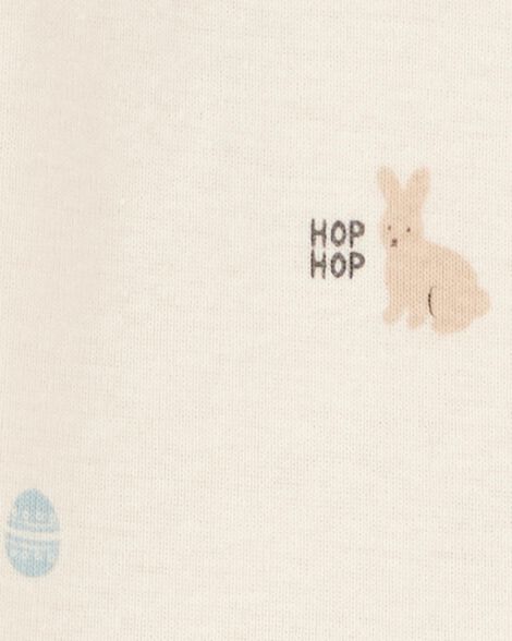  Product image 3 of Baby Bunny Print Easter Snug Fit Cotton Footie 1-Piece Pajamas - Ivory