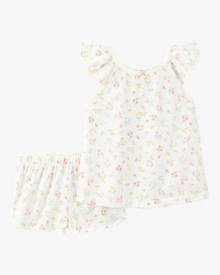 Product image 1 of Toddler Floral Loose Fit 2-Piece Pajamas - White