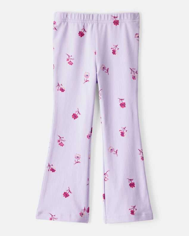 Product image 2 of Toddler Girl Floral Cotton Flare Pull-On Stretch Leggings - Purple