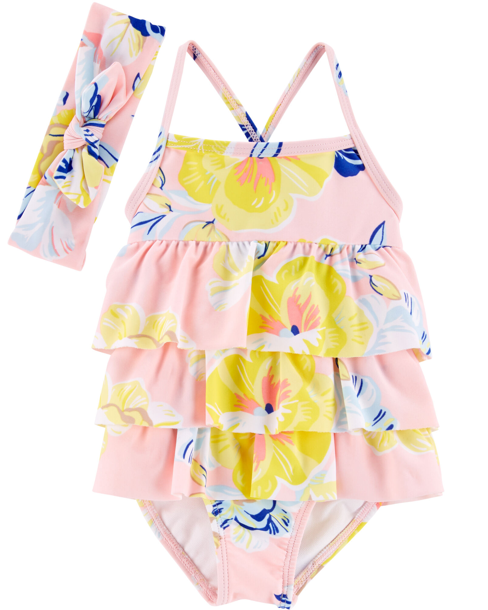Carters Floral Ruffled 2-Piece Tankini Swimsuit Set