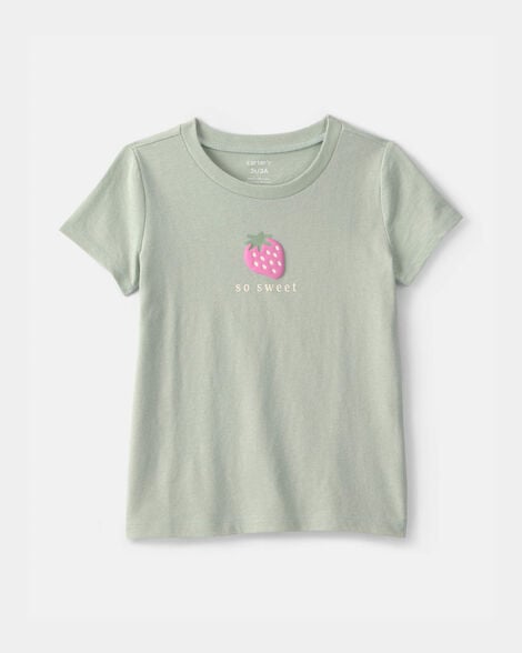 toddler girl strawberry graphic tee - green