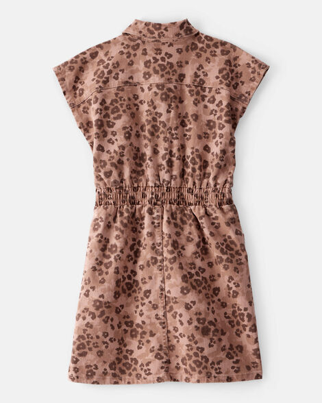 Product image 2 of Girls Cheetah Print Short-Sleeve Dress - Brown
