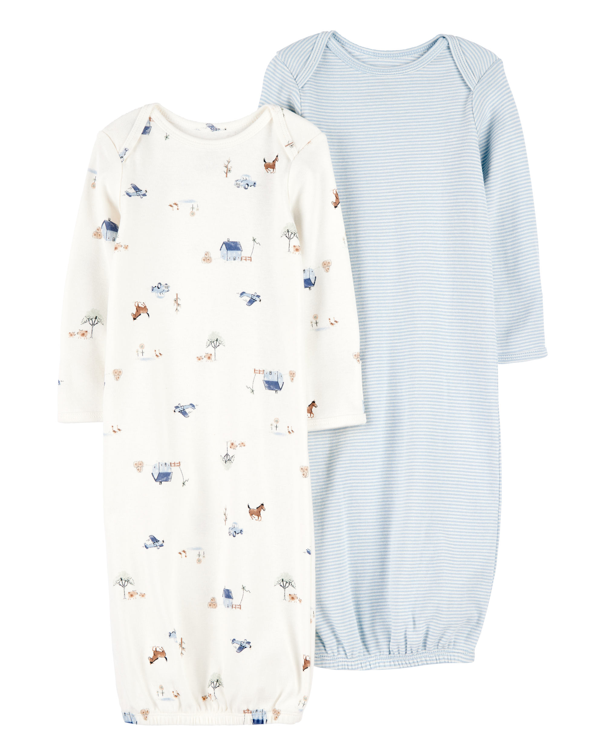 Baby 2-Pack Sleeper Gowns - Blue/White