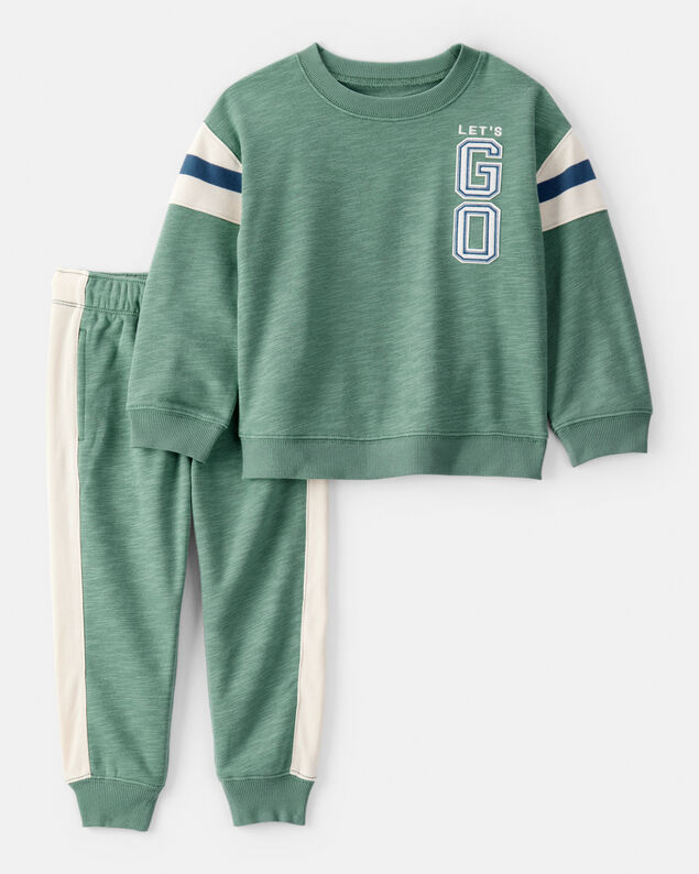 Product image 1 of Toddler 2-Piece French Terry Sweatshirt & Pull-On Jogger Set - Green