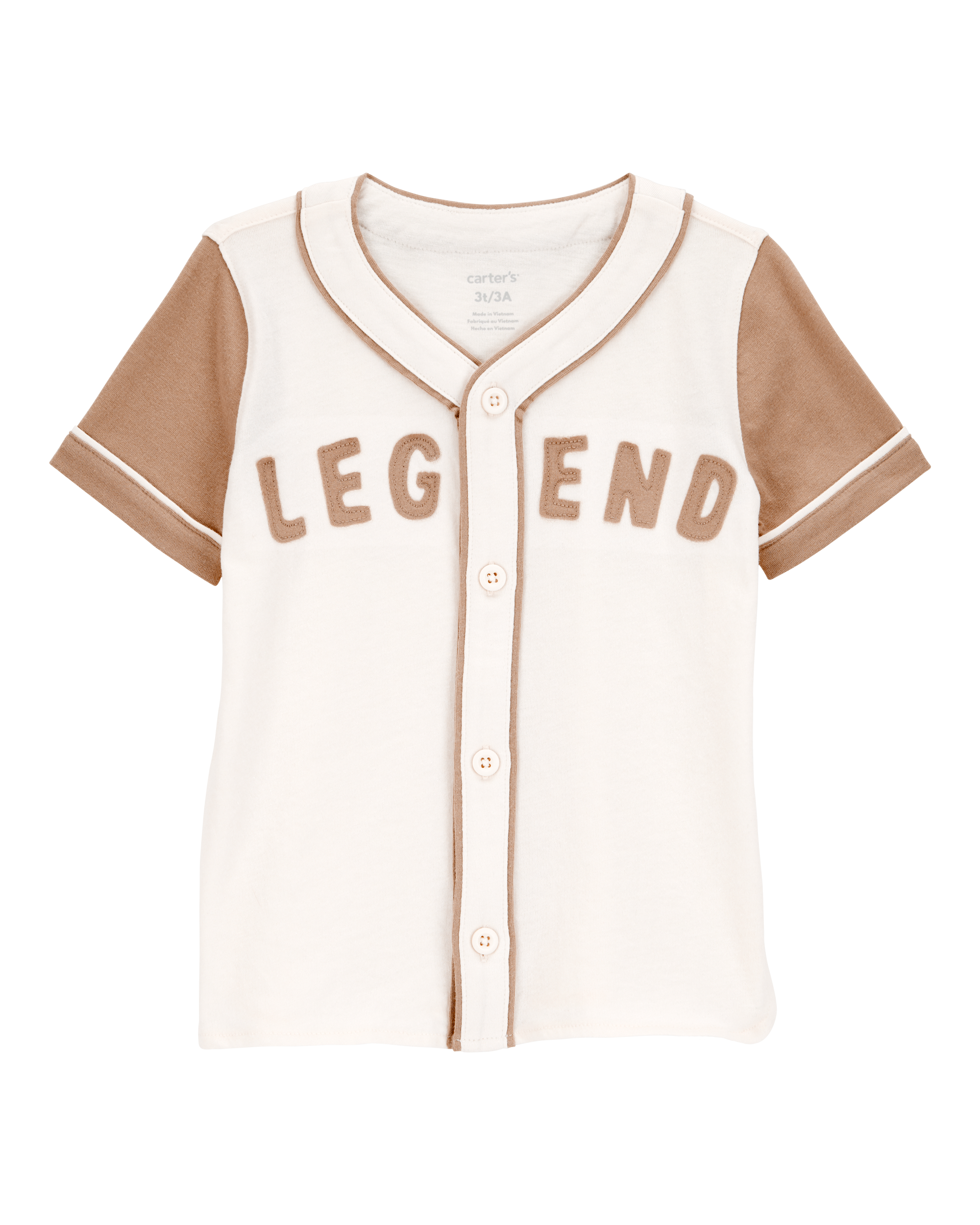 Toddler Legend Baseball Button-Down Vintage Tee - Ivory