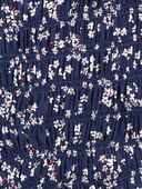 Navy - Baby Floral Twill Peplum Top, Selected