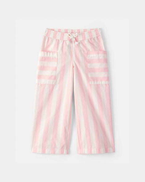 toddler girl striped pants - pink/ivory
