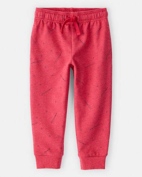 toddler boy baseball french terry jogger - red