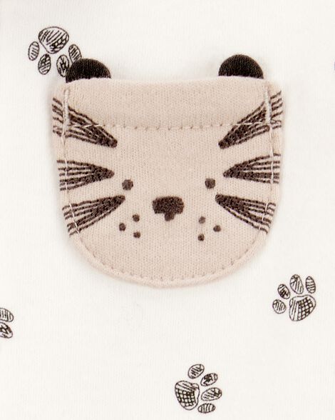  Product image 3 of Baby Boy Tiger Print 2-Way Zip Cotton Sleep & Play Pajamas - Ivory