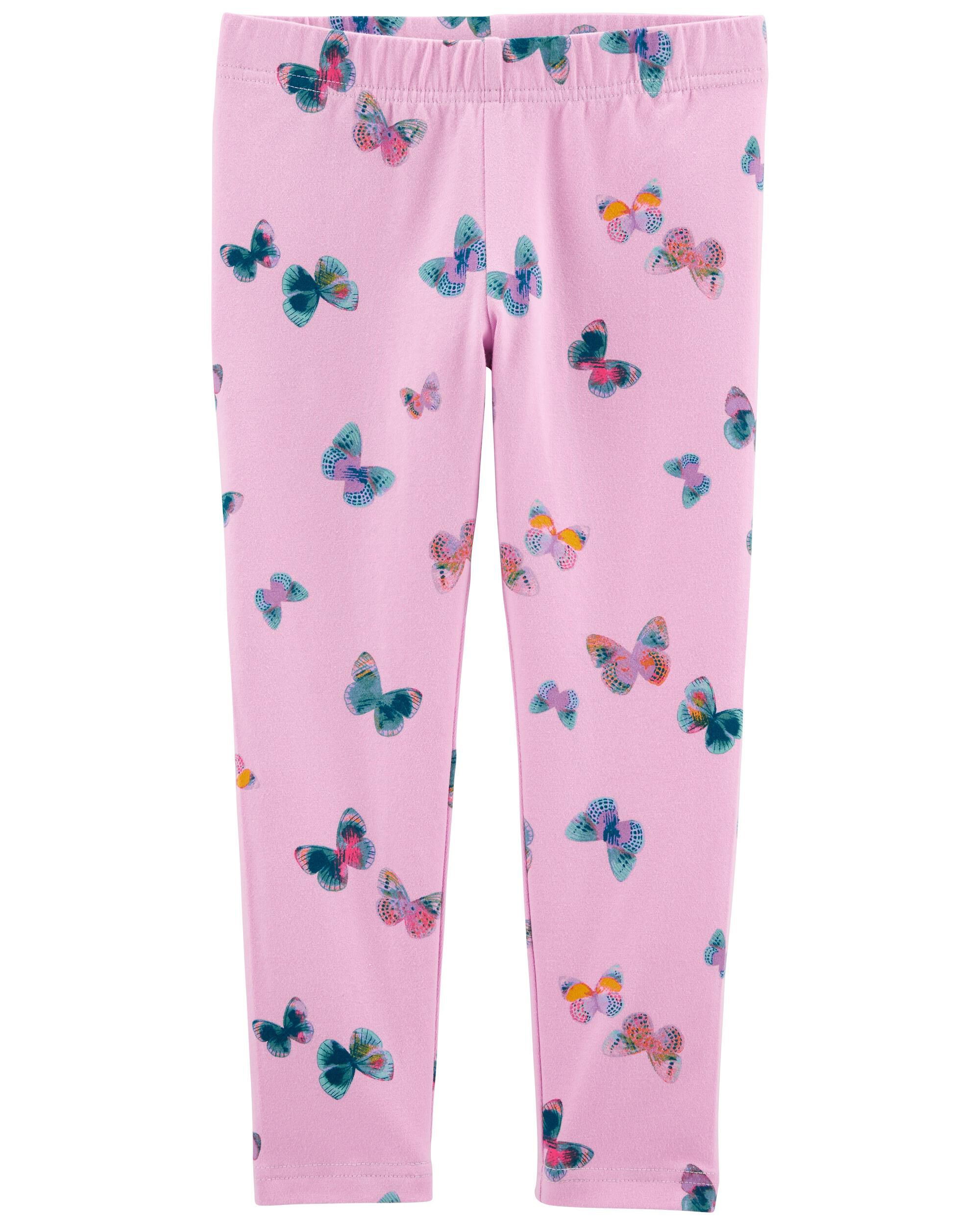 Kid Purple Butterfly Capri Leggings 