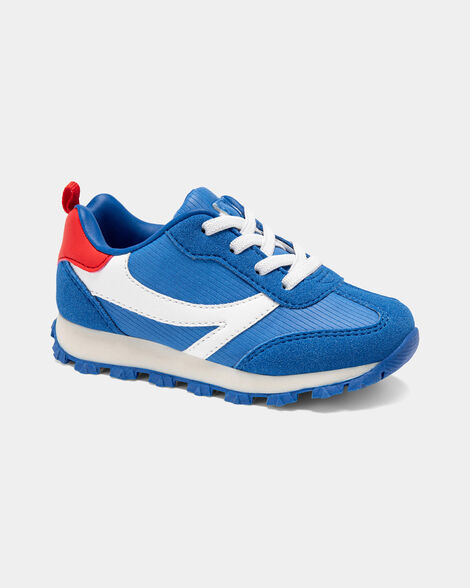 toddler boy athletic sneakers - blue/white