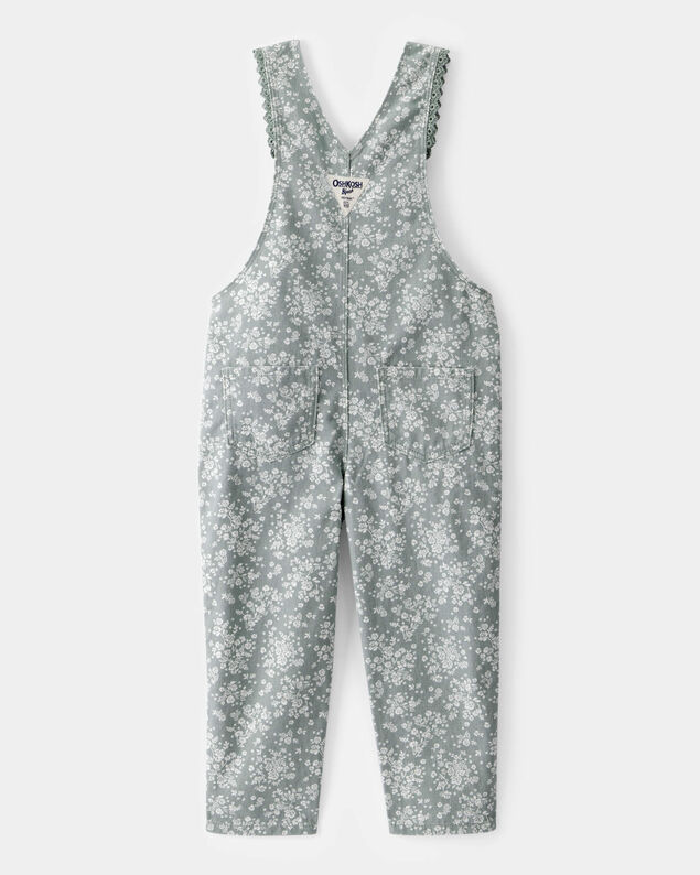Product image 2 of Toddler Lightweight Floral Print Canvas Overalls - Green
