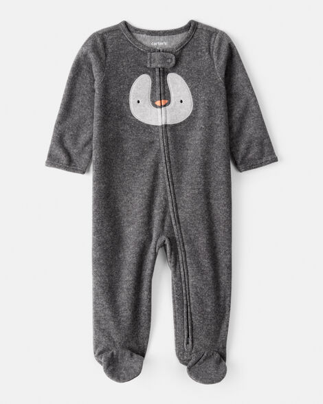 baby penguin loose fit sleep & play pajamas - grey