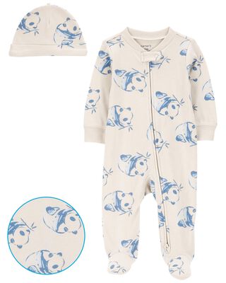 Product image 2 of Baby Panda 2-Piece Sleep & Play Pajamas and Cap Set