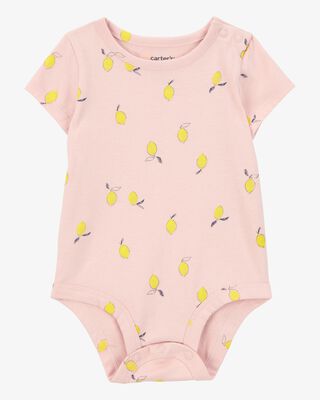 Product image 1 of Baby Lemon Print Short-Sleeve Bodysuit - Pink