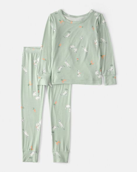toddler easter bunny purelysoft 2-piece pajama set - green