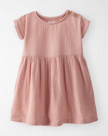 Toddler Organic Cotton Gauze Dress in Pink