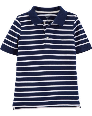 Kid Navy Striped Piqué Polo Shirt