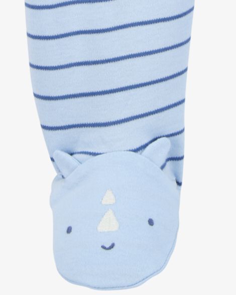  Product image 3 of Baby Rhino Striped 2-Way Zip Cotton Sleep & Play Pajamas - Blue