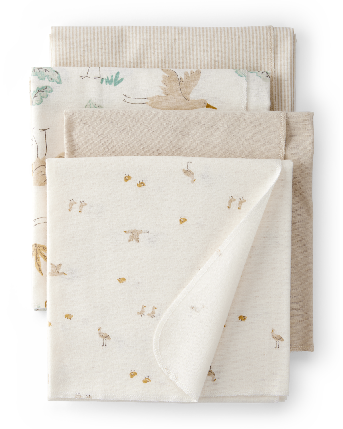 Baby 4-Pack Stork Print Receiving Blankets - Yellow